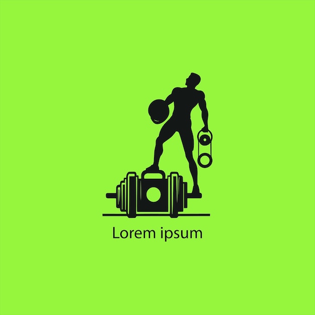 Il logo della palestra vettoriale, il modello di fitness, l'illustrazione artistica, la silhouette dell'uomo e della donna isolati