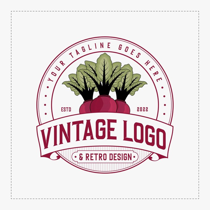 Il logo delle barbabietole organiche disegna il logo vintage con un badge