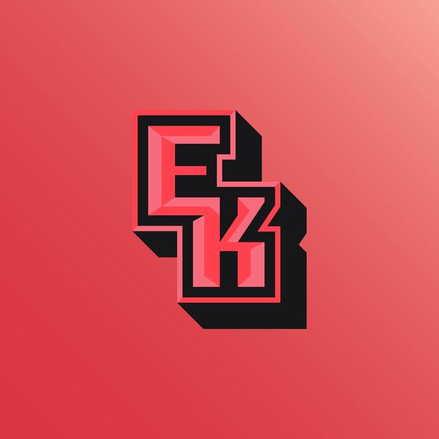 Il logo EK delle iniziali con un colore brillante è adatto per squadre di Esports e altri