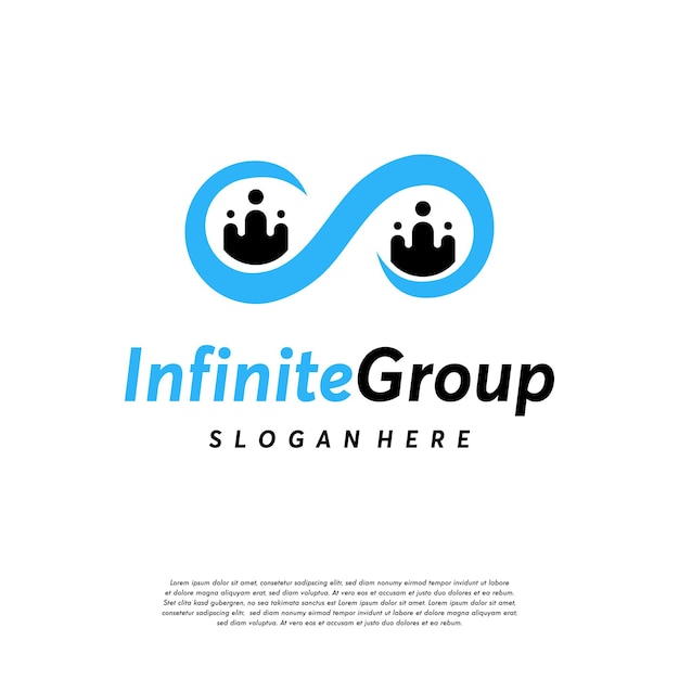 Il logo Infinity Group People progetta il vettore del concetto, il modello di simbolo dei disegni del logo della comunità