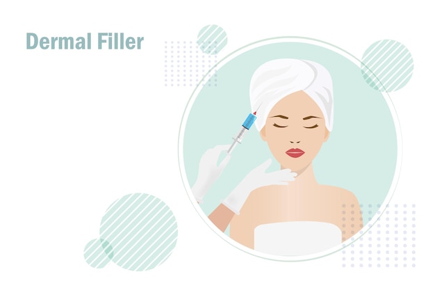 Il medico estetico inietta il filler dermico sulla pelle del viso della bella donna Idea per la medicina estetica