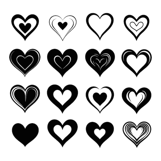 Il miglior set di icone di cuore di alta qualità silhouette Valentine's Day file vettoriale modificabile o EPS