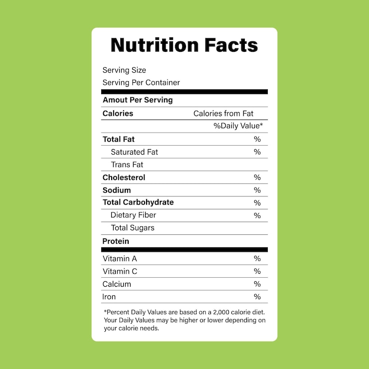 Vettore il modello di etichetta delle informazioni nutrizionali è per il contenuto vitamine calorie grassi proteine nel vettore alimentare