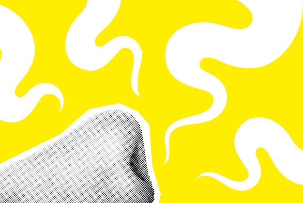 Il naso umano respira l'illustrazione del collage di vettore degli odori con l'oggetto dei mezzitoni