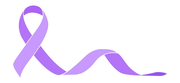 Il nastro viola è il simbolo mondiale della consapevolezza del cancro. Illustrazione vettoriale