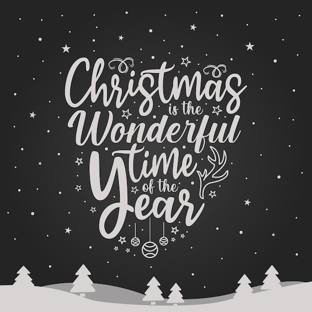 Il Natale è il periodo meraviglioso dell'anno e lo sfondo tipografico del felice anno nuovo