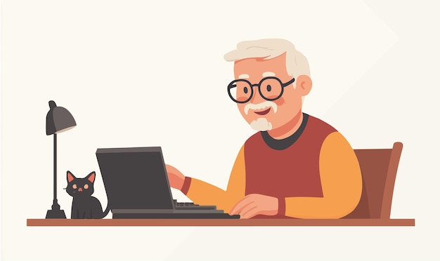 Il nonno scrive con una mano