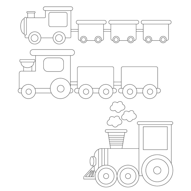 il pacchetto di clipart di trasporto di contorno in stile cartone animato per bambini e ragazzi include 4 veicoli