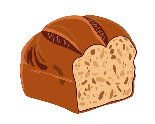Il pane quadrato isolato su un'illustrazione vettoriale a sfondo bianco