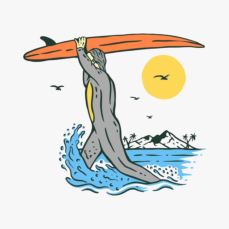 Vettore il paradiso dei surfisti