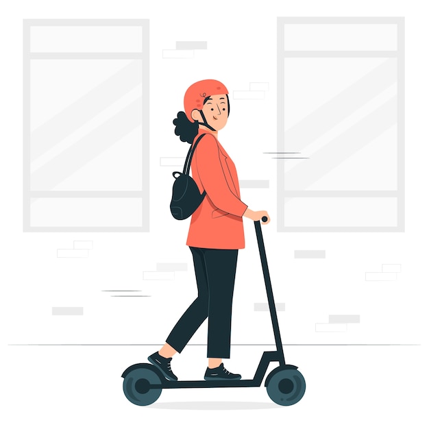 Il pendolarismo con l'illustrazione del concetto di scooter