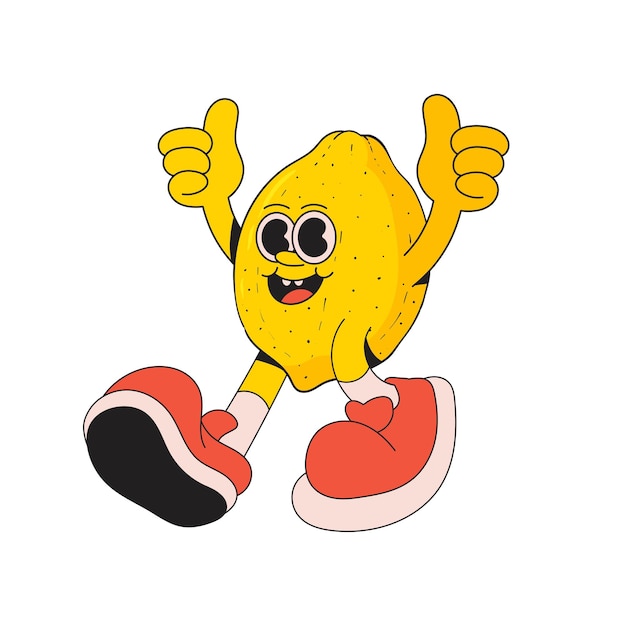 Il personaggio della mascotte della frutta di limone è un'icona di cartone animato