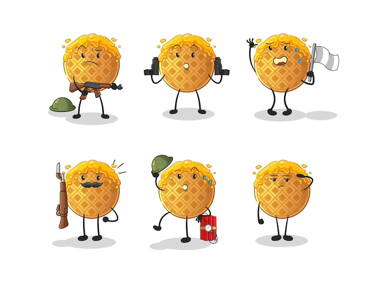 Vettore il personaggio delle truppe waffle. vettore mascotte dei cartoni animati