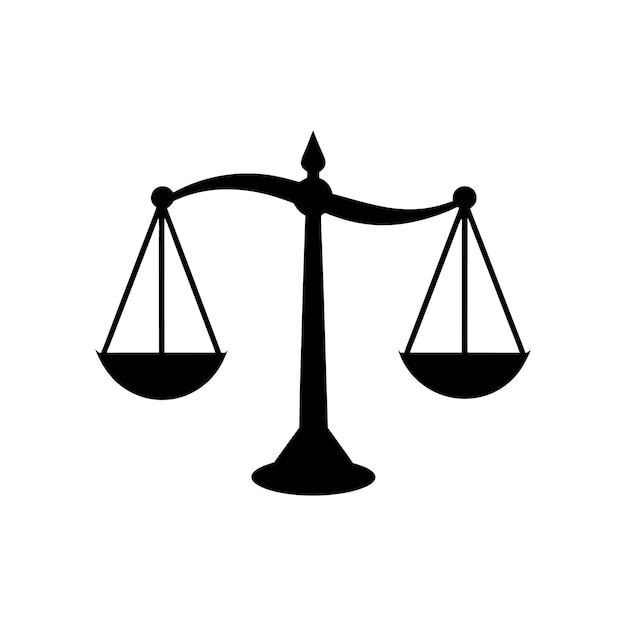 Il peso del commercio e l'illustrazione vettoriale del simbolo del tribunale legale