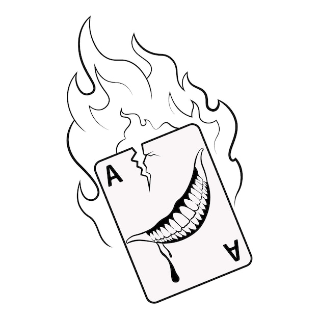 Il pezzo dell'asso a forma di bocca sorridente ha preso fuoco.
