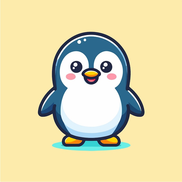 Il pinguino è in piedi felice cartone animato icona vettoriale illustrazione animale natura icona concetto isolato