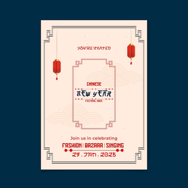 Il poster del serpente e il volantino del Capodanno cinese Modello Social Media Post Vector Illustration