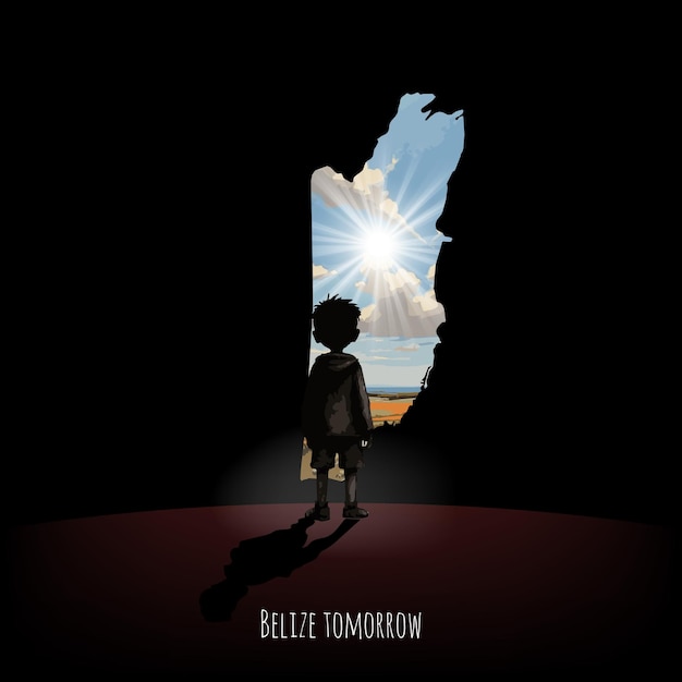 Il ragazzo guarda al brillante futuro del Belize Scarica questo file vettoriale
