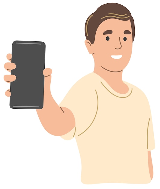 Il ragazzo mostra lo schermo del telefono