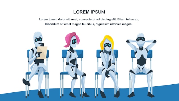 Il robot si siede in coda in attesa di colloquio di lavoro