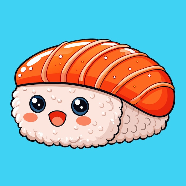 Il salmone sushi dolce con l'espressione caricatura del vettore