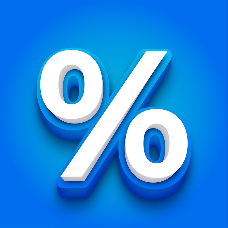 Vettore il segno percentuale blu e bianco è su uno sfondo blu