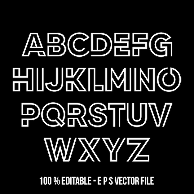Il set di lettere dell'alfabeto maiuscolo vettoriale realizzate con linee bianche può essere utilizzato per la creazione di logo in pubblico