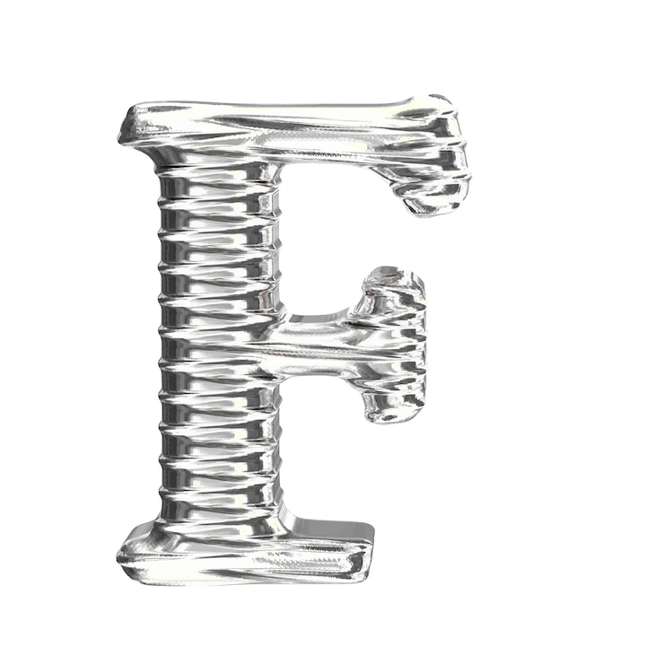 Vettore il simbolo 3d in argento lettera f