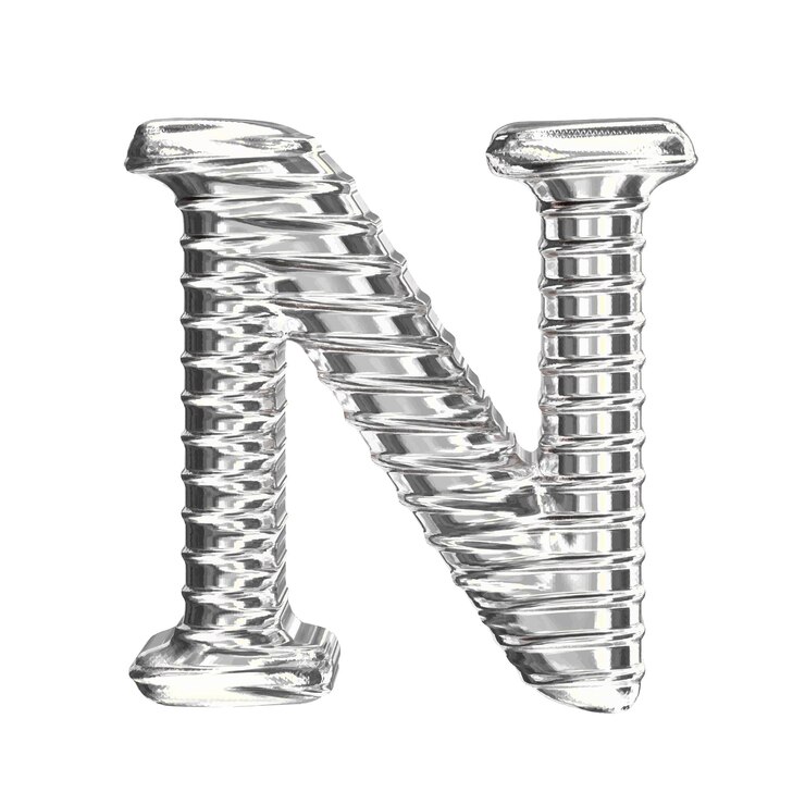 Vettore il simbolo 3d in argento lettera n