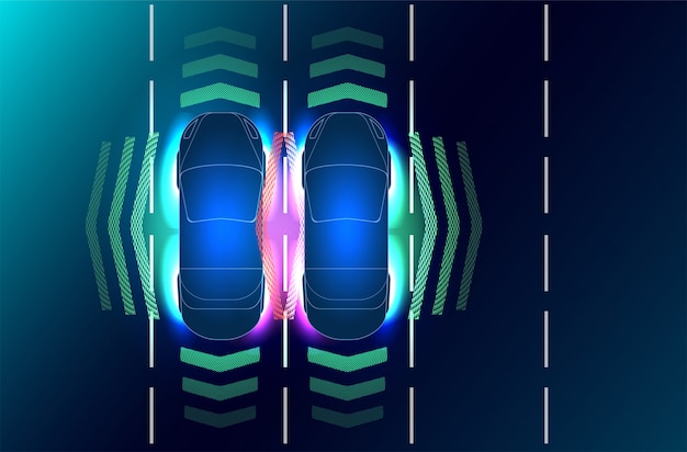 Il sistema di frenatura automatico evita l'incidente d'auto da un incidente d'auto.