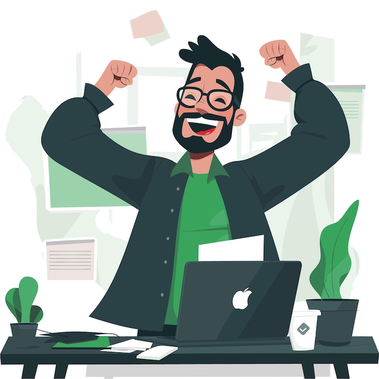 Vettore il sito web di hero vector del manager di assunzione eccitato
