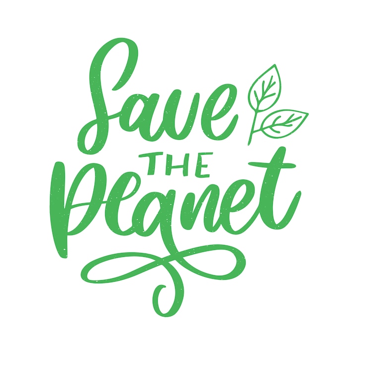 Vettore il verde salva la frase del pianeta su bianco