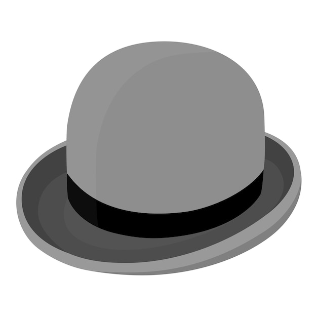 Il vettore del cappello da bowler grigio isolato sul bianco.
