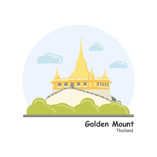 Il vettore di disegno del Tempio del Monte d'Oro Tempio in Thailandia
