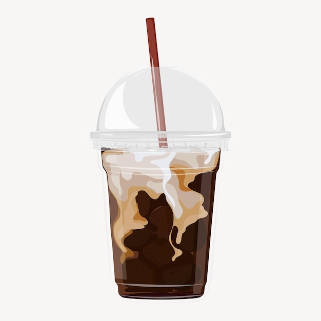 Il vettore di illustrazione della bevanda mattutina del caffè latte ghiacciato