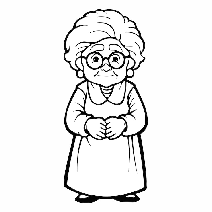 Vettore il vettore di un libro da colorare disegnato a mano per una vecchia nonna