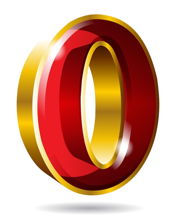 Vettore il vettore oro numero 0 isolato su sfondo bianco