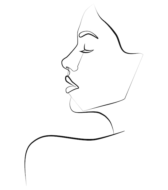 Il volto è una linea Boho girl Un volto di donna Ritratto del minimalismo