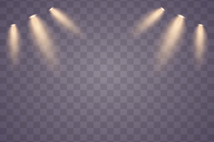 Vettore illuminazione del palco dello studio effetto di luce flash
