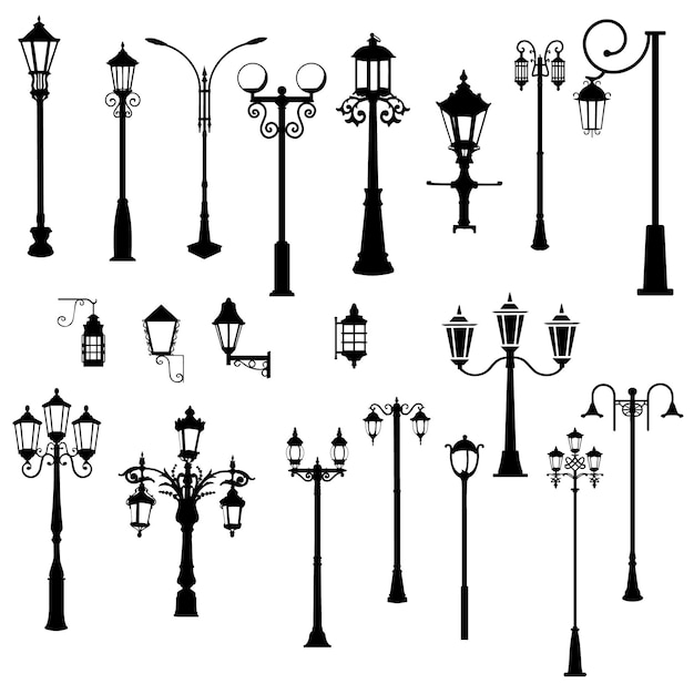 Illuminazione stradale City Street Lights Vector Illustration EPS Design per l'illuminazione urbana