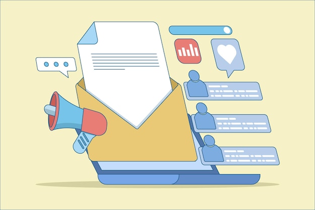 illustrare il concetto di invio di lettere promozionali ai clienti o di campagne di email marketing