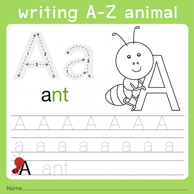 Illustratore di scrittura az animale a