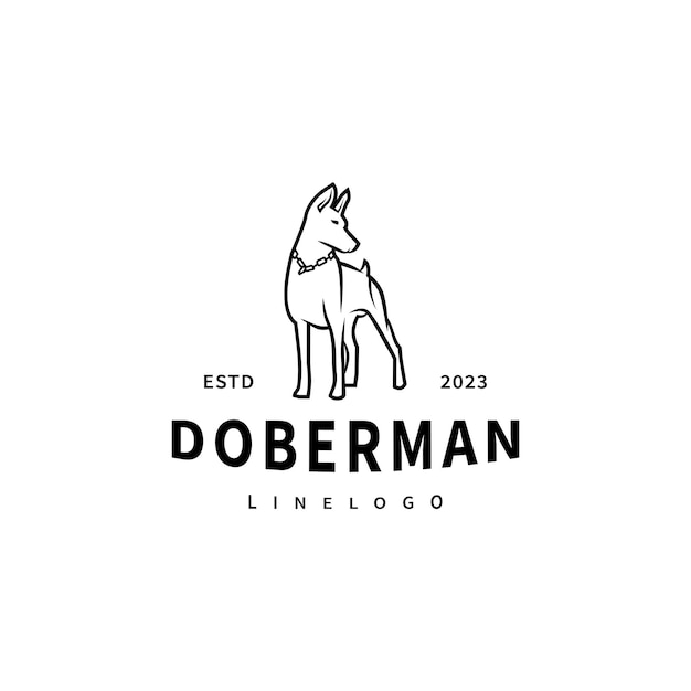 Illustrazione 2 del logo del cane doberman in piedi