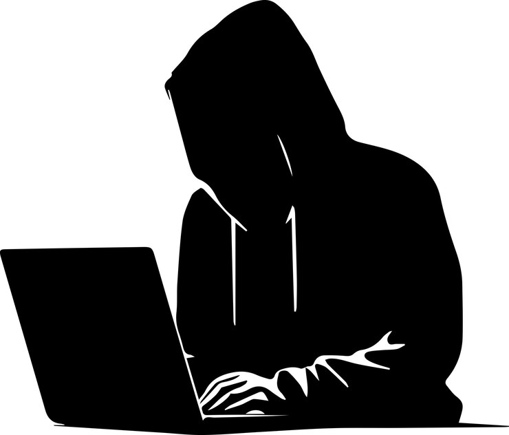 Vettore illustrazione 3 della silhouette vettoriale dell'hacker