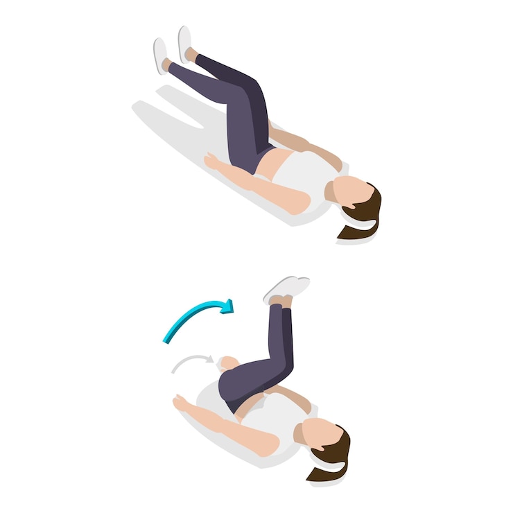 Vettore illustrazione 3d a vettore piatto isometrico dell'allenamento abs per donne articolo 3