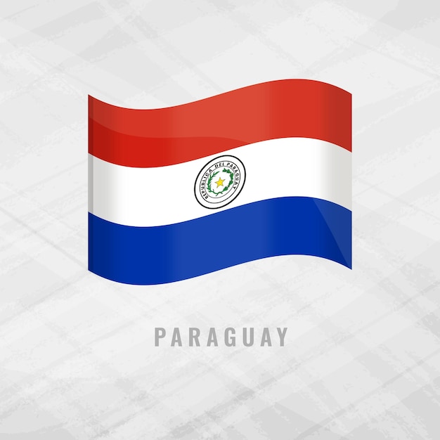Illustrazione 3D Bandiera del Paraguay Vettore bandiera del Paraguay su sfondo grigio Simbolo del Paraguay