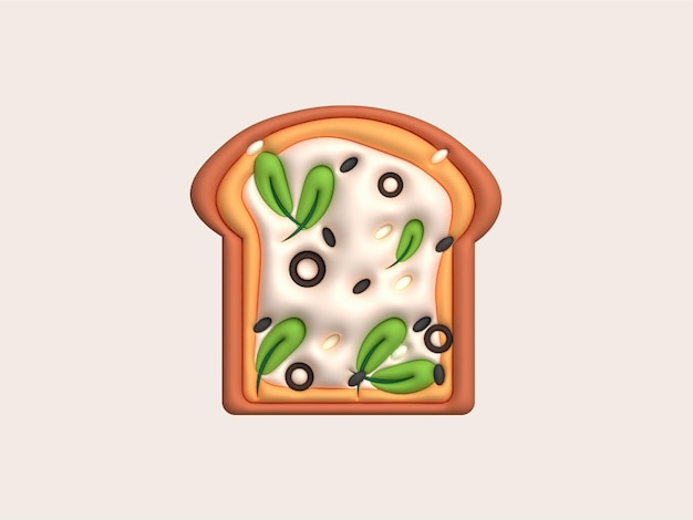 Illustrazione 3D del panino mattutino Cibo sano con verdure fresche tostate e salse