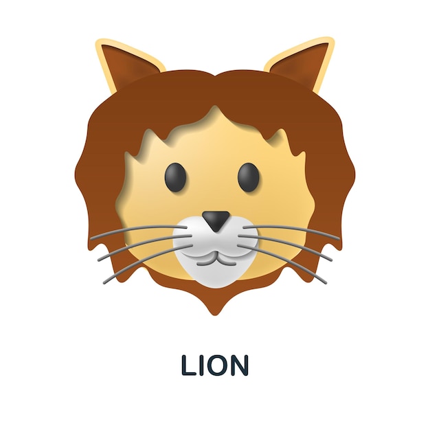 Illustrazione 3d dell'icona del leone dalla collezione di teste di animali Icona 3d del leone creativo per modelli di web design, infografiche e altro ancora