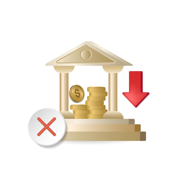 Illustrazione 3d dell'icona di fallimento dalla collezione di crisi economica Icona 3d di fallimento creativo per modelli di web design, infografica e altro ancora