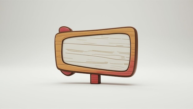 Illustrazione 3D di un cartello di legno vuoto